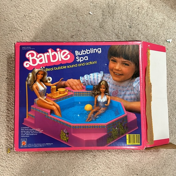 Vintage 1983 Barbie BUBBLING SPA Playset Hot Tub 7145 w/ Original Box Incomplete - Picture 3 of 16
